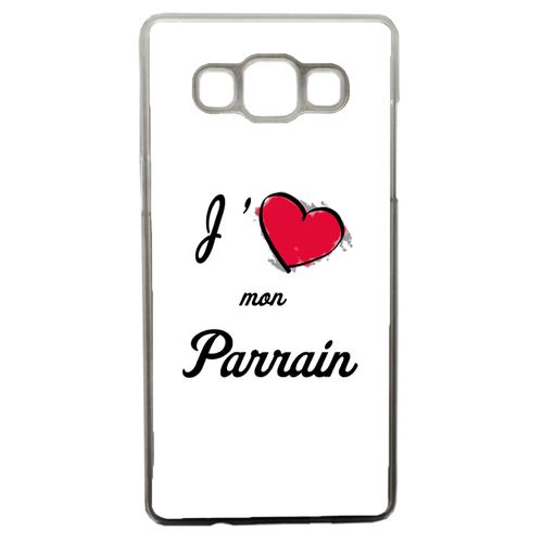 Coque J'aime Mon Parrain Blanc Compatible Samsung Galaxy A5 Transparent