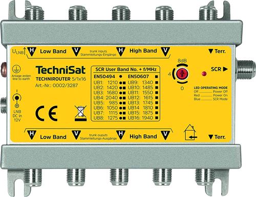 TechniSat technir Outer 5/1 x 16 Distribution par Un Satellite (4 satblöcke) sur Un Faisceau pour 16 Sorties, Argent/Jaune