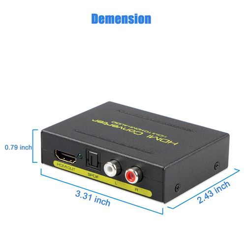 SODIAL HDMI Audio extracteur derivateur vers SPDIF Optique RCA Stereo L/R analogique convertisseur 