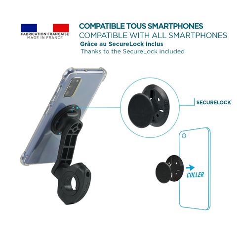 Support téléphone vélo, Support Moto de Guidon Universel 360° Rotation  Réglable Porte Smartphone pour Guidons