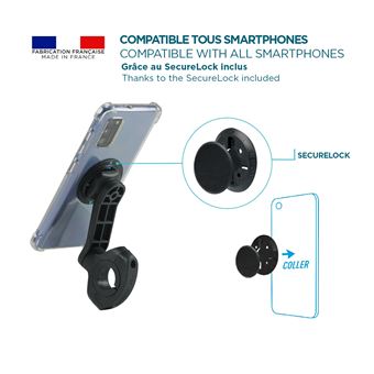 Mobilis Support Smartphone pour Moto Porte Téléphone Universel Scooter  Trottinette Fabriqué en France Rotation 360° Ajustable à tous Guidons Noir  - Autres accessoires informatiques