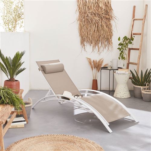 Duo De Bains De Soleil En Aluminium Et Textilene Louisa Taupe Alice S Garden Mobilier De Jardin Achat Prix Fnac