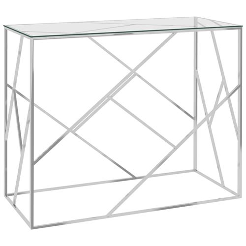 Table d'appoint en Acier inoxydable et verre 90x40x75cm