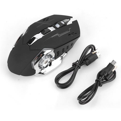 Souris de charge sans fil Jeu USB Éclairage muet (Type silencieux noir)