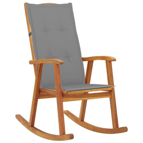 Non Communiqué Marron Chaise À Bascule Avec Coussins Bois D Acacia Massif