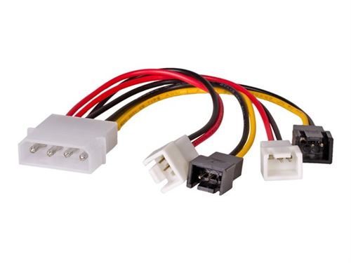Akyga - Netspanningsadapter - 4-PIN interne voeding (M) naar 3 pins interne voeding 5V, 3 pins interne voeding 12V (M) - 15 cm