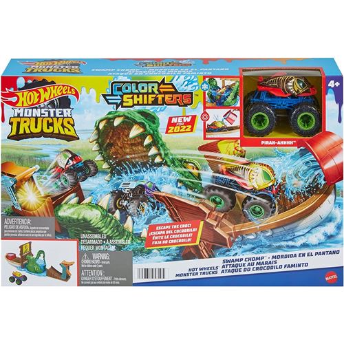Mattel HGV14 - Monster Trucks Color Shifters Attaque des marais avec voiture à changement de couleur