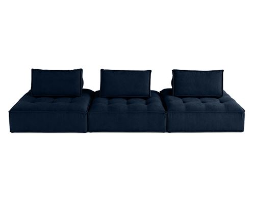 BestMobilier - Canapé modulable 3 places - Velours - Bleu - Image 2