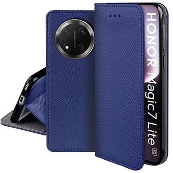 Housse pour Honor Magic 7 Lite 5G - etui coque pochette portefeuille + verre trempe - BLEU MAGNET - htdmobiles - 1