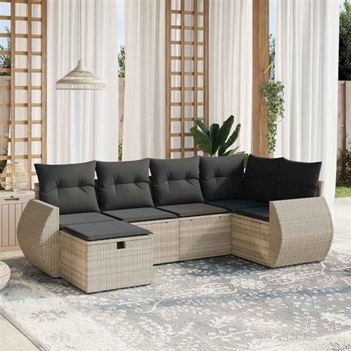 Vidaxl Gris/Clair Salon De Jardin 6 Pcs - Image 3