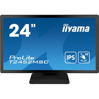 iiyama ProLite T2452MSC-B1 - Écran LED - 24" (23.8" visualisable) - écran tactile - 1920 x 1080 Full HD (1080p) - IPS - 400 cd/m² - 1000:1 - 14 ms - HDMI, DisplayPort, 2xUSB-C - haut-parleurs - noir mat