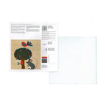 Canevas enfant avec cadre - Souris et oiseau - Rico Design(...) - Marron - 1
