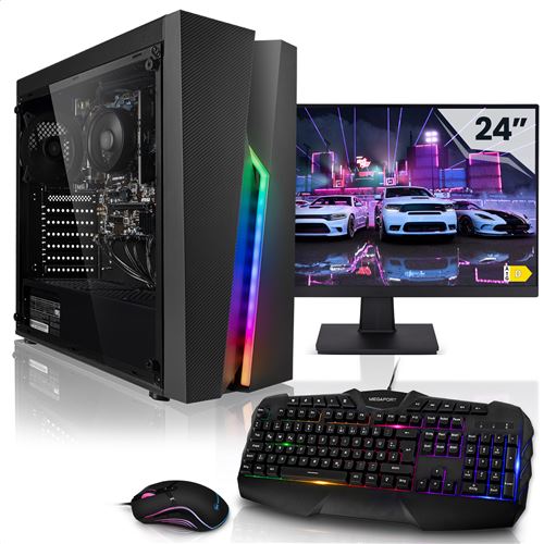 Megaport PC Gamer Mega Pack Atlas II - Ecran LED 24- AMD Athlon 300GE - 8Go DDR4 - 500Go SSD - Windows 11 - 04-FR