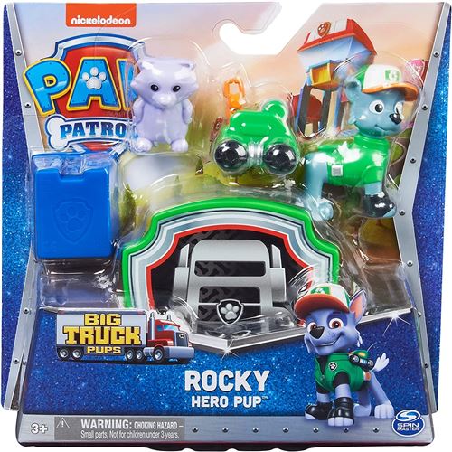 Spin Master 6065254 - Pat Patrouille Big Truck Pups Figurine d'action Rocky avec drone de sauvetage à épingler