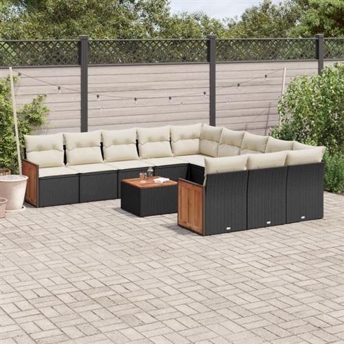 Non Communiqué Noir Vidaxl Salon De Jardin Avec Coussins 12 Pcs, Canapés De Patio, Ensemble De Meubles, Mobilier De Terrasse Extérieur, 3260516