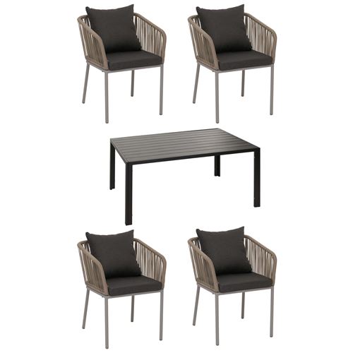 Mendler Gris Salon De Jardin 4 Places - Image 2