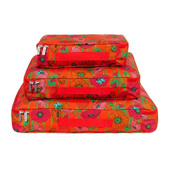 Set de 3 pochettes de voyage - Travel organizer Coquelicots  - Pylones - 1