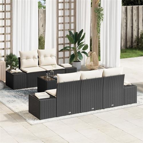 Salon de jardin modulable Vidaxl rotin blanc 6 pieces 6 personnes
