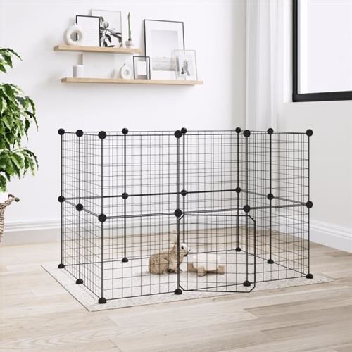 Gabbia Per Animali 20 Pannelli Con Porta Nera 35x35 Cm Acciaio - Vidaxl