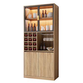 Armoire de bar moderne haute, armoire à vin en bois de pin avec