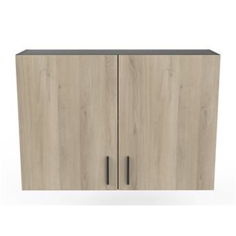 Meuble De Cuisine Bas PEGANE - 60x85x60 Cm, Chêne Kronberg/noir Mat, Tiroir + Porte, Fabrication France