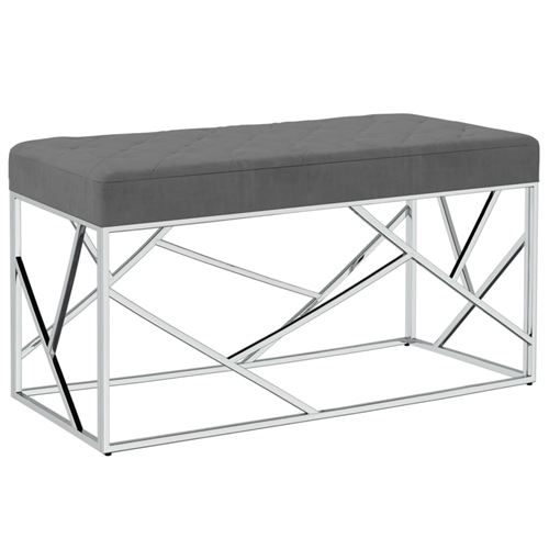 vidaXL Banc 97 cm Gris foncé Tissu de velours et acier inoxydable