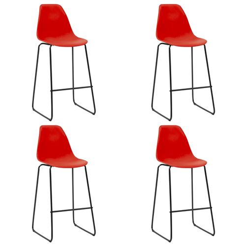 vidaXL Chaises de bar 4 pcs Rouge Plastique