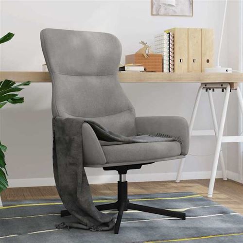 VIDAXL - Fauteuil de relaxation - Velours - Gris Clair - Image 3