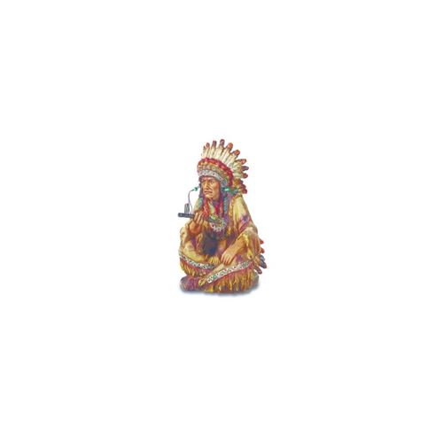 IMPEXIT - Figurine résine Chef Indien Assis Calumet de la Paix 20/17/11 cm