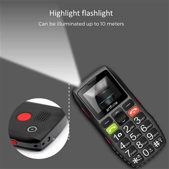 Téléphone Senior Artfone CS181 - Grandes Touches, Bouton SOS, Batterie 800mAh, Double SIM, Torche, FM - Débloqué Et Simple D'utilisation - 6