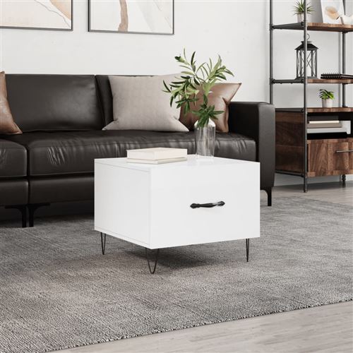 vidaXL - Table basse - 50x50x40 cm - Blanc - Image 3