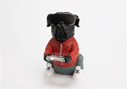 Non Communiqué Noir Statue : Chien Réalité Virtuelle - Amadeus - Résine