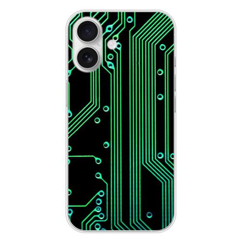 Coque en silicone imprimée compatible Apple iPhone 16 Texture circuit geek
