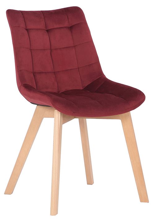 Chaise de salle à manger Passaic en velours avec pieds en Bois de hêtre , Rouge