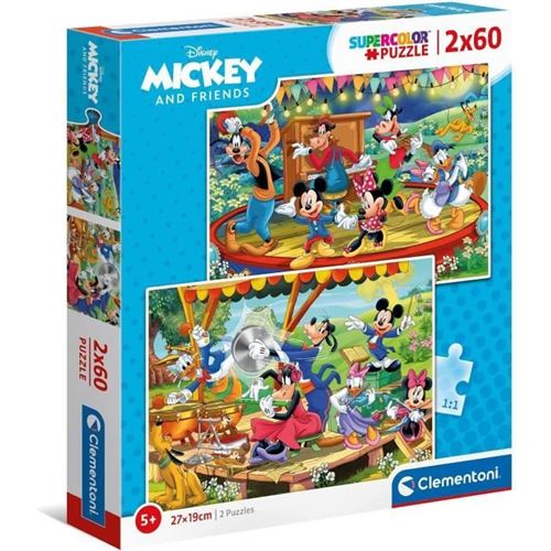 Clementoni - Puzzle Enfant - Mickey Mouse - 2X60 Pieces - Coloré Et Captivant - Fabriqué En Italie