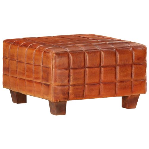 vidaXL Tabouret 1 place Brun roux Cuir véritable de chèvre
