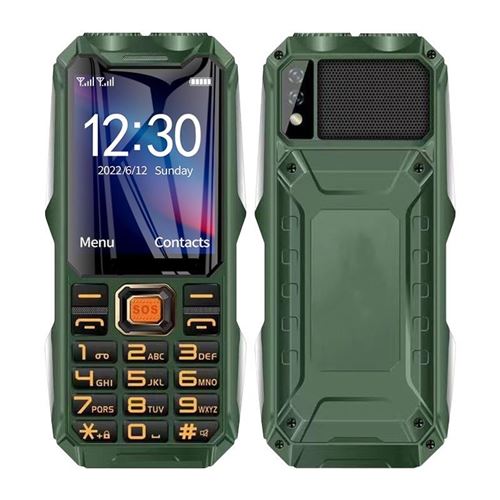 Téléphone Incassable Étanche Antichoc Batterie 16800mAh Dual SIM SOS Bluetooth FM Vert YONIS
