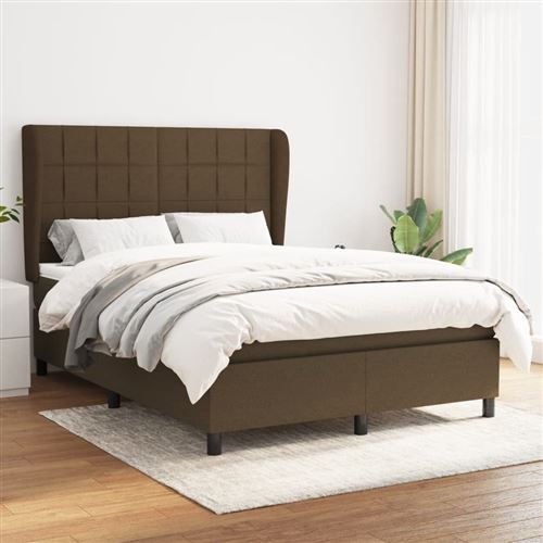 vidaXL Sommier à lattes de lit avec matelas Marron foncé 140x190 cm3127960