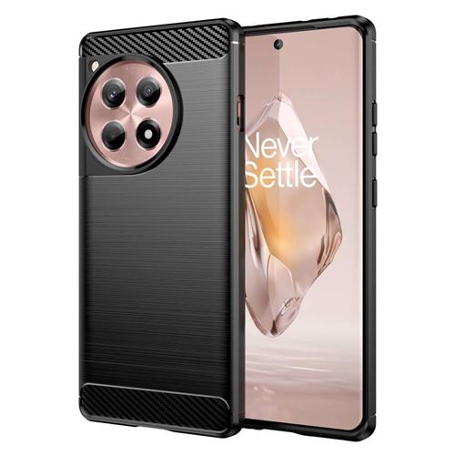 Coque pour OnePlus 12R 5G - housse etui silicone gel carbone + verre trempe - NOIR - htdmobiles