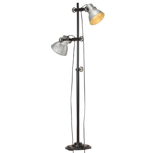 VIDAXL - Lampadaire avec 2 abat-jours - E27 - Argenté - Image 2