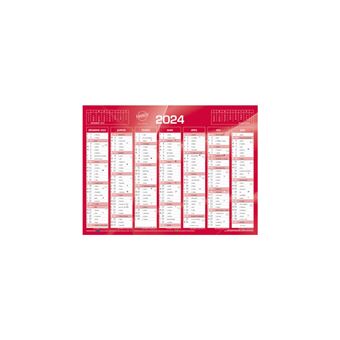 Calendrier 2024 - 14 Mois - 18 x 13.5 cm - Couleur Rouge - Calendrier  planning et éphéméride - Achat & prix