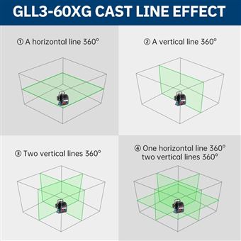 Niveau Laser BOSCH GLL3-60XG Marqueur 12 Lignes Bleu - Outils de mesure  électroportatif - Achat & prix