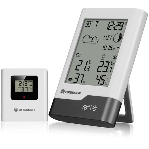Station météo radio BRESSER blanc/gris