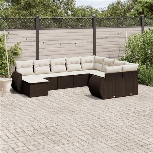 Non Communiqué Marron Vidaxl Salon De Jardin Avec Coussins 10 Pcs, Canapés Avec Dossier, Ensemble De Meubles, Mobilier De Terrasse Patio, 3221862