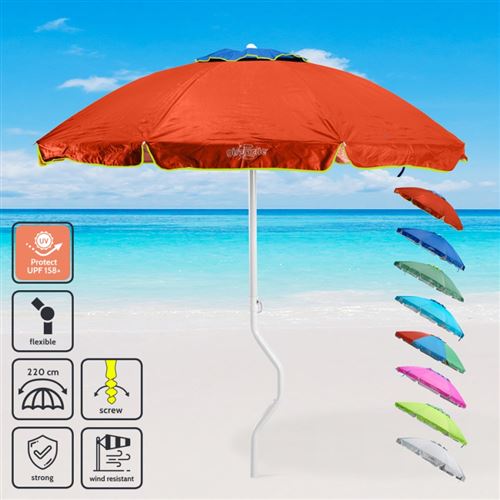 Parasol de plage léger visser protection uv GiraFacile 220 cm Apollo, Couleur: Orange