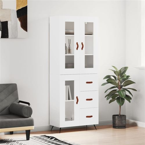 Non Communiqué Blanc Buffet Haut 69,5X34x180 Cm Bois D Ingénierie