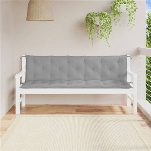VIDAXL - Coussin de Banc de Jardin - Lot de 2 - Imperméable - Gris - Image 2