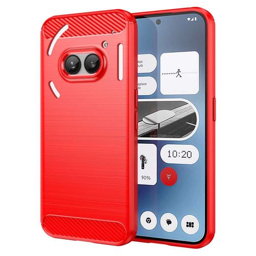 Coque pour Nothing Phone (2a) - housse etui silicone gel carbone + verre trempe - ROUGE - htdmobiles