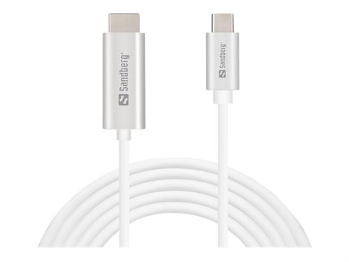 Sandberg - Video/audio-kabel - 24 pin USB-C male naar HDMI male - 2 m - 4K ondersteuning