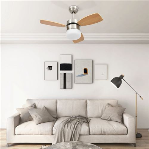 VidaXL Ventilateur de plafond lampe et télécommande 76 cm Marron clair